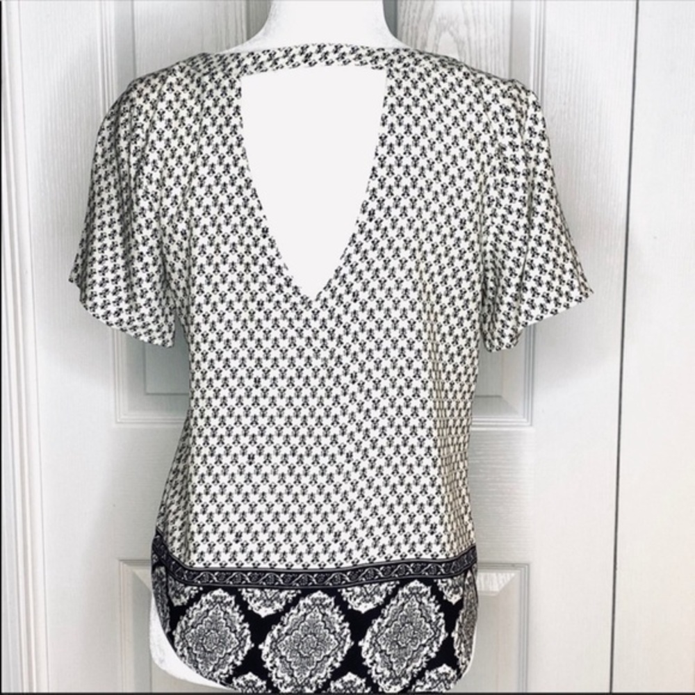 COPPER KEY Black White Pattern Blouse Top - Picture 3 of 7